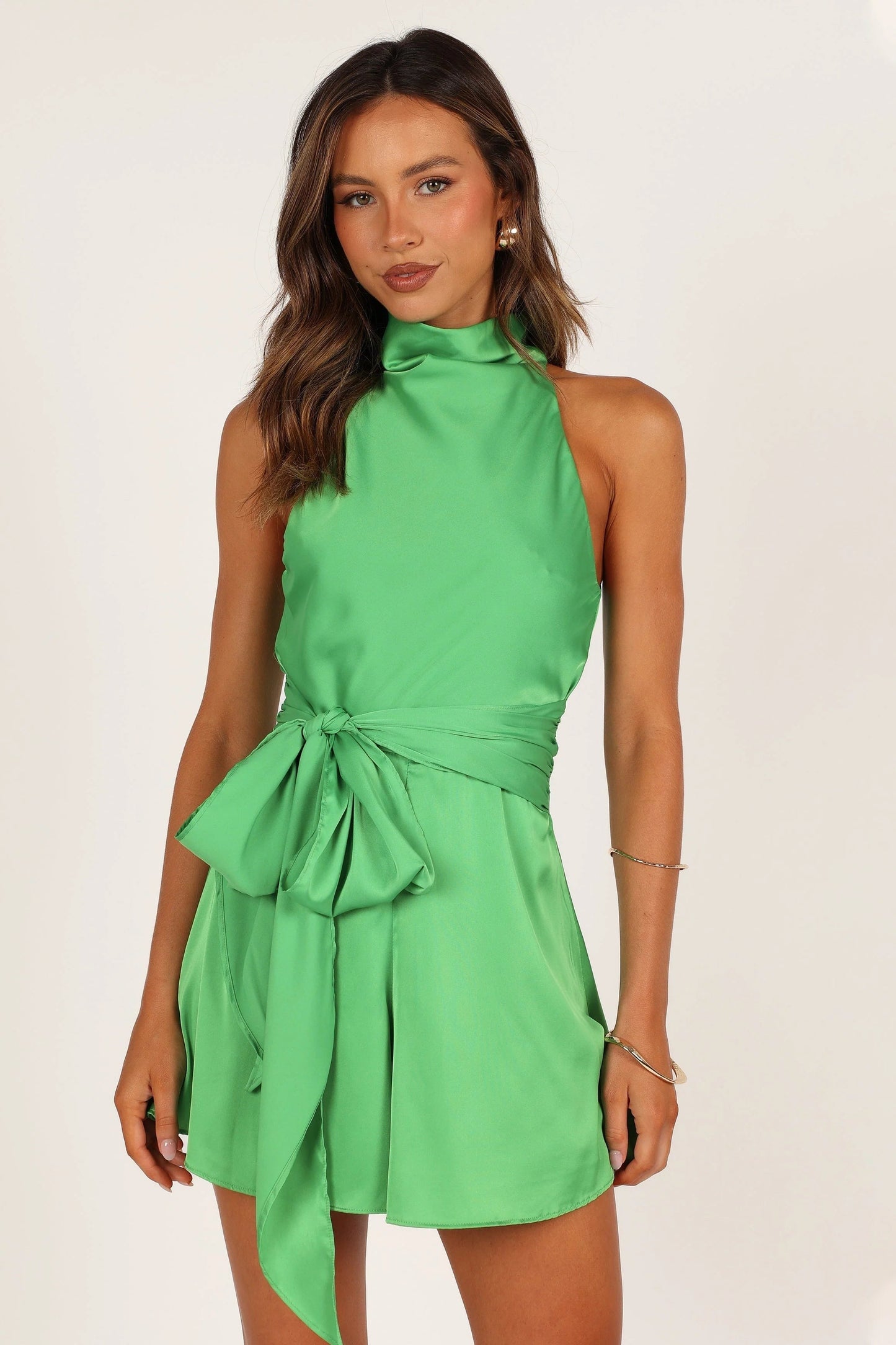 Odilia Tie Waist Romper - Green